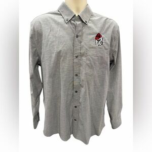 Cutter & Buck Mens Button Down Long Sleeve Shirt Large Gray Georgia Bulldogs UGA